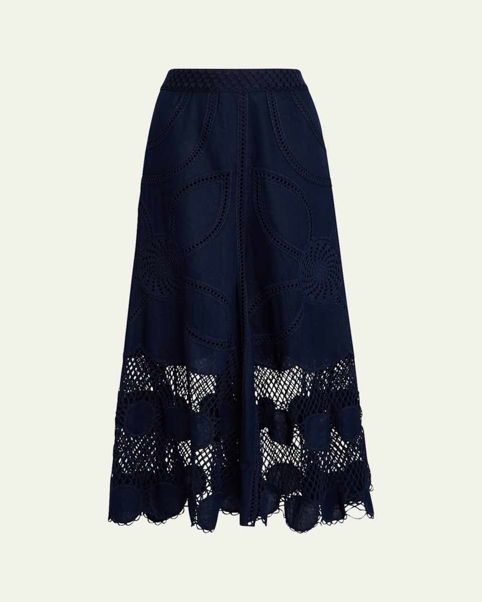 Annora Embroidered A-Line Maxi Skirt